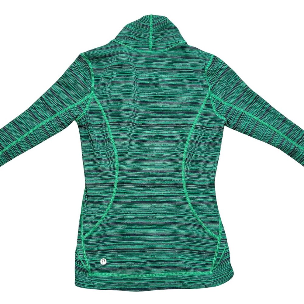Lululemon Precision Jacket Sz 4 Green Cyber Jungle Hero Blue Front Zip Activewea - Picture 5 of 11